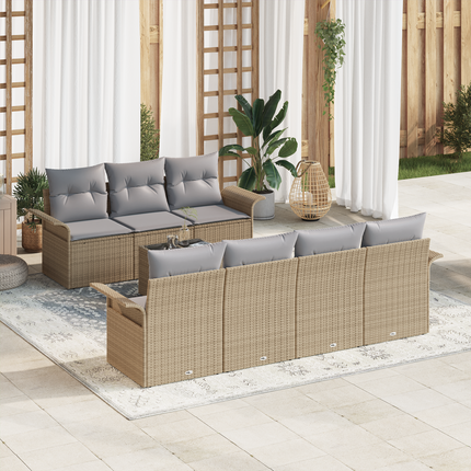 Trädgårdsoffset 8 st 7-Antal sittplatser Beige och Grå