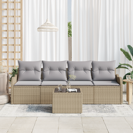 Trädgårdsoffset 5 st 4-Antal sittplatser Beige och Grå