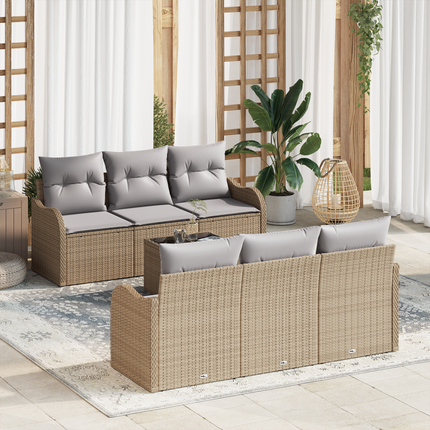 Trädgårdsoffset 7 st 6-Antal sittplatser Beige och Grå