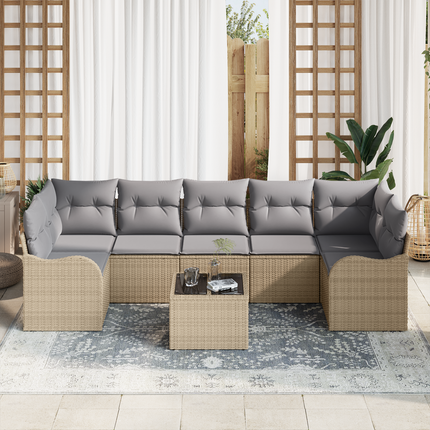 Trädgårdsoffset 8 st 7-Antal sittplatser Beige och Grå