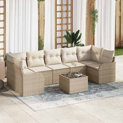 Trädgårdsoffset 8 st 7-Antal sittplatser Beige och gräddfärgad