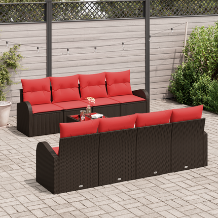 Soffset 9 st 8-Antal sittplatser Beige och Röd konstrotting