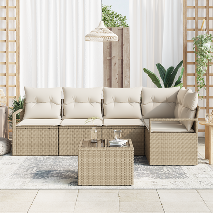 Trädgårdsoffset 6 st Beige och gräddfärgad konstrotting