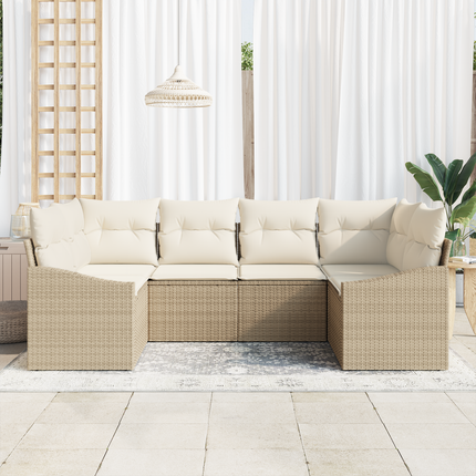 Trädgårdsoffset 6 st Beige och gräddfärgad konstrotting