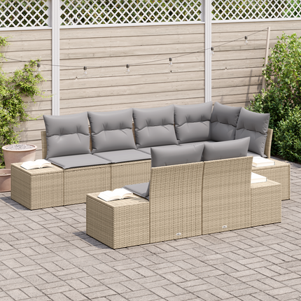 Trädgårdsoffset 7 st Beige och Ljusgrå konstrotting