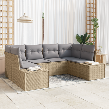 Trädgårdsoffset 6 st 6-Antal sittplatser Beige och Ljusgrå