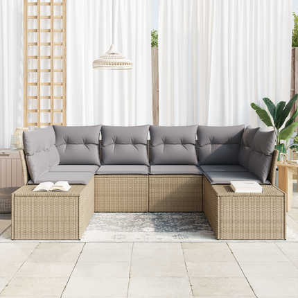 Trädgårdsoffset 6 st 6-Antal sittplatser Beige och Ljusgrå
