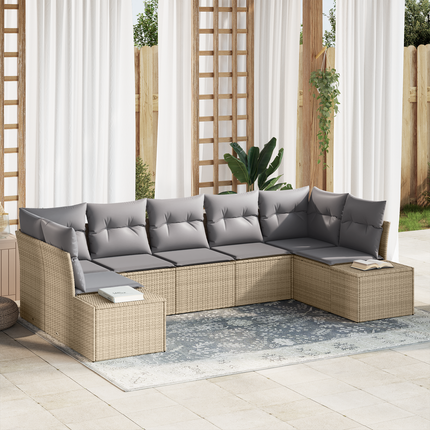 Trädgårdsoffset 7 st 7-Antal sittplatser Beige och Ljusgrå