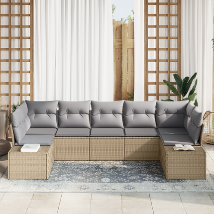 Trädgårdsoffset 7 st 7-Antal sittplatser Beige och Ljusgrå