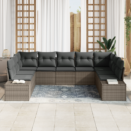 Trädgårdsoffset 9 st 8-Antal sittplatser Grå Polyrattan