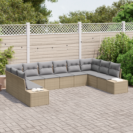 Trädgårdsoffset 10 st 9-Antal sittplatser Beige och Ljusgrå