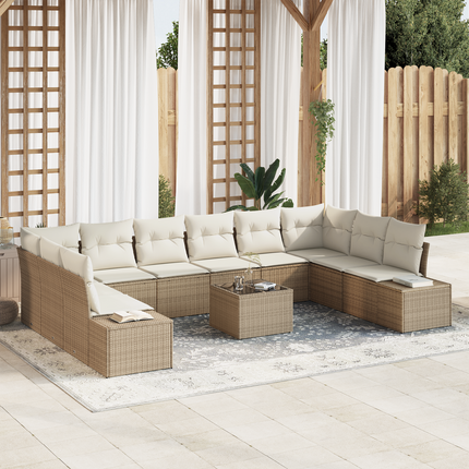 Trädgårdsoffset 10 st 9-Antal sittplatser Beige och gräddfärgad
