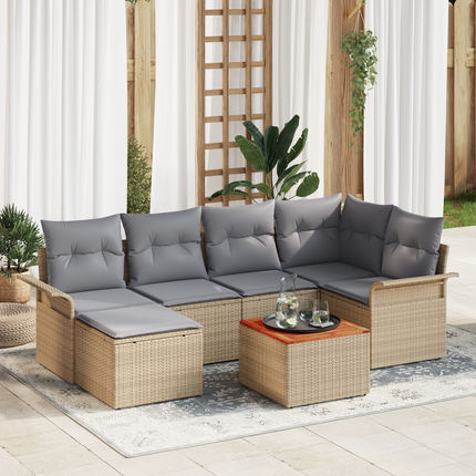 Trädgårdsoffset 7 st Beige och Ljusgrå konstrotting