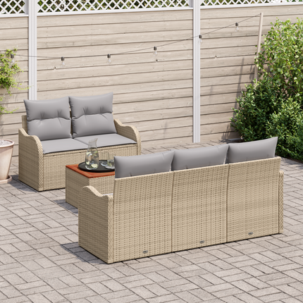 Trädgårdsoffset 6 st 5-Antal sittplatser Beige och Ljusgrå