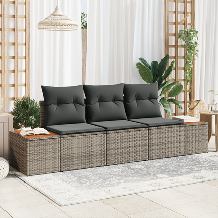 Trädgårdsoffset 3 st 3-Antal sittplatser Grå Poly rattan