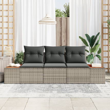 Trädgårdsoffset 3 st 3-Antal sittplatser Grå Poly rattan