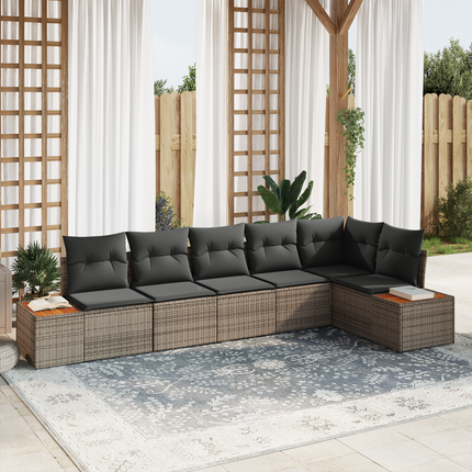 Trädgårdsoffset 6 st 6-Antal sittplatser Grå Polyrattan