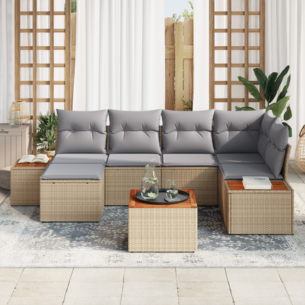 Trädgårdsoffset 7 st 6-Antal sittplatser Beige och Ljusgrå