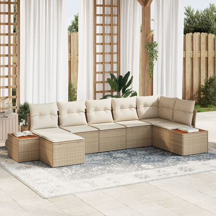 Trädgårdsoffset 8 st 7-Antal sittplatser Beige och gräddfärgad
