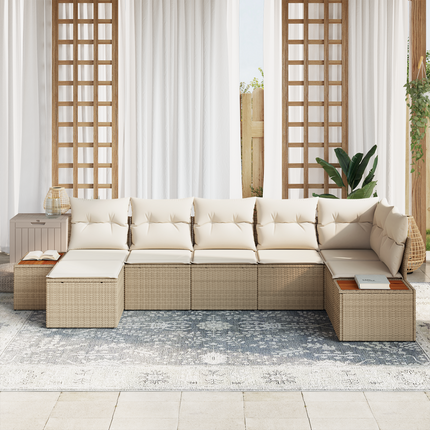 Trädgårdsoffset 8 st 7-Antal sittplatser Beige och gräddfärgad