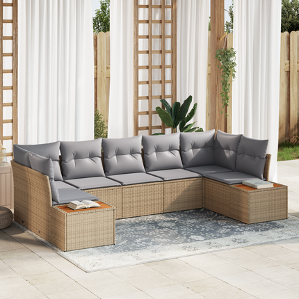 Trädgårdsoffset 7 st 7-Antal sittplatser Beige och Ljusgrå