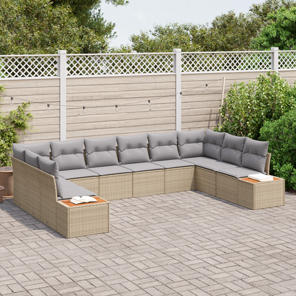 Trädgårdsoffset 10 st 10-Antal sittplatser Beige och Ljusgrå