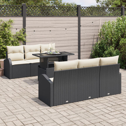 Trädgårdsoffset 7 st Svart Poly Rattan