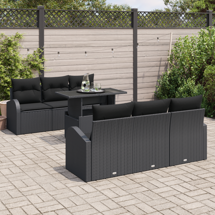 Trädgårdsoffset 7 st Svart Poly Rattan
