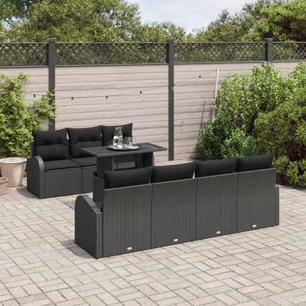 Trädgårdsoffset 8 st Svart Poly Rattan