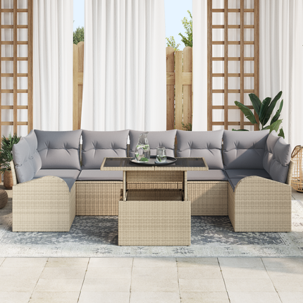 Trädgårdsoffset 8 st Beige Poly Rattan