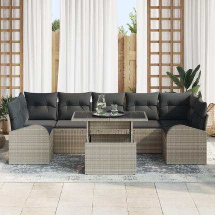 Trädgårdsoffset 8 st Ljusgrå Poly Rattan