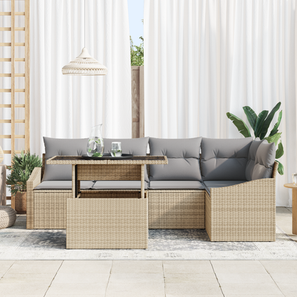 Trädgårdsoffset 6 st Beige och Ljusgrå