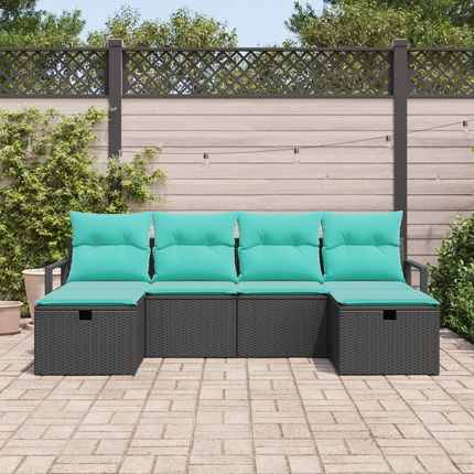 Soffset 6 st 6-Antal sittplatser Svart och turkos konstrotting