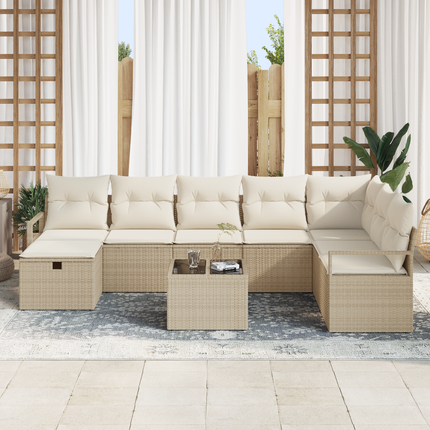 Soffset 9 st 8-Antal sittplatser Beige och gräddfärgad