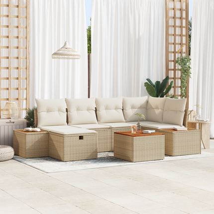 Trädgårdsoffset 7 st Beige konstrotting