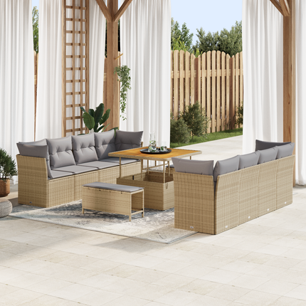 Trädgårdsoffset 11 st 8-Antal sittplatser Beige och Ljusgrå