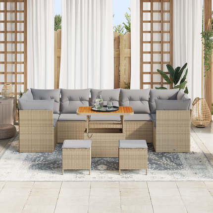 Trädgårdsoffset 10 st 7-Antal sittplatser Beige och Ljusgrå