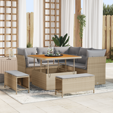 Trädgårdsoffset 8 st 5-Antal sittplatser Beige och Ljusgrå