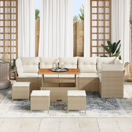 Trädgårdsoffset 10 st 6-Antal sittplatser beige och gräddvit