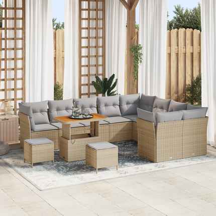 Trädgårdsoffset 12 st 9-Antal sittplatser Beige och Ljusgrå