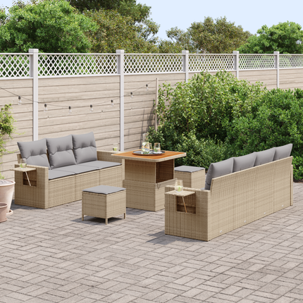 Trädgårdsoffset 10 st 7-Antal sittplatser Beige och Ljusgrå