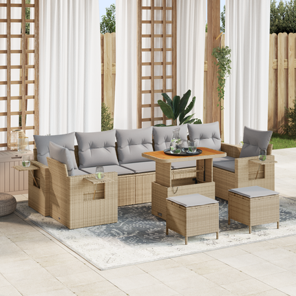 Trädgårdsoffset 10 st 9-Antal sittplatser Beige och Ljusgrå
