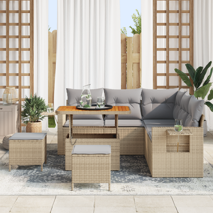 Trädgårdsoffset 9 st 6-Antal sittplatser Beige och Ljusgrå