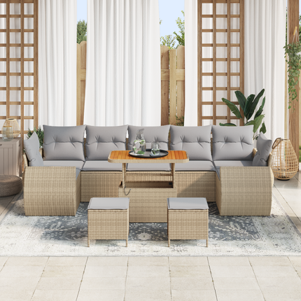 Trädgårdsoffset 10 st 7-Antal sittplatser Beige och Ljusgrå