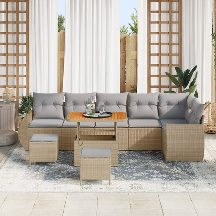 Trädgårdsoffset 9 st 9-Antal sittplatser Beige och Ljusgrå