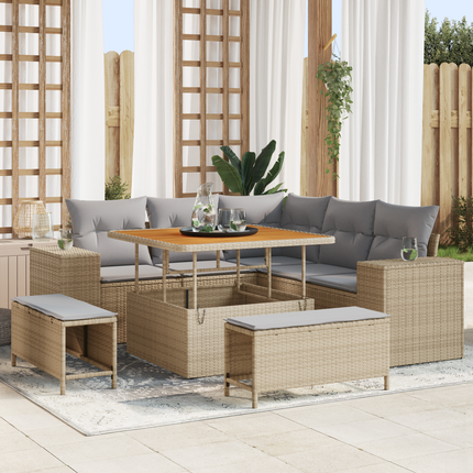 Trädgårdsoffset 8 st 7-Antal sittplatser Beige och Ljusgrå