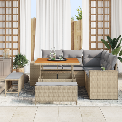 Trädgårdsoffset 8 st 7-Antal sittplatser Beige och Ljusgrå