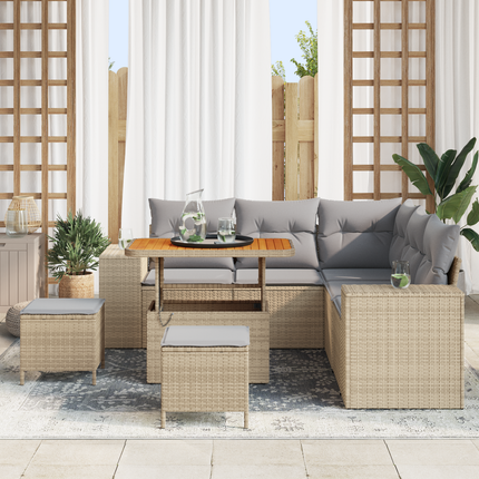 Trädgårdsoffset 8 st 7-Antal sittplatser Beige och Ljusgrå