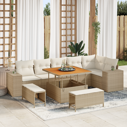 Trädgårdsoffset 9 st 6-Antal sittplatser Beige och gräddfärgad