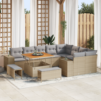 Trädgårdsoffset 12 st 9-Antal sittplatser Beige och Ljusgrå